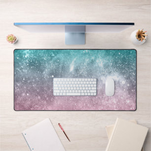 Aqua blue Pink ombre mer galaxie abstraite