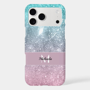 Aqua blue Pink ombre mer galaxie abstraite Monogra