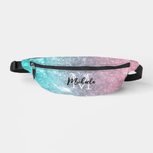 Aqua blue Pink ombre mer galaxie abstraite Monogra
