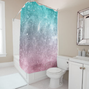 Aqua blue Pink ombre sea galaxy abstract