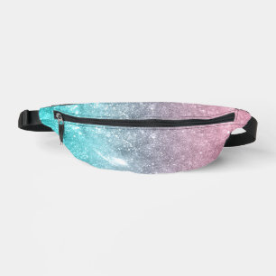 Aqua blue Pink ombre sea galaxy abstract Fanny Pack