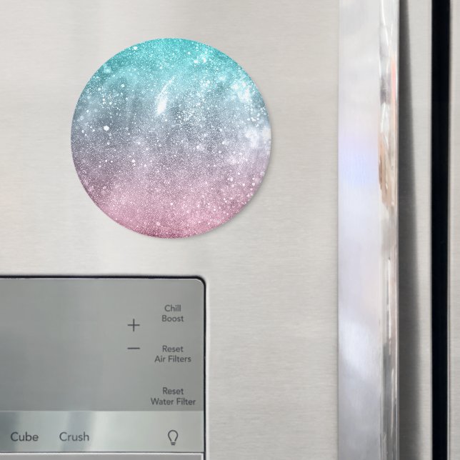 Aqua blue Pink ombre sea galaxy abstract Magnet (In Situ (Fridge))