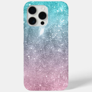 Aqua blue Pink ombre sea galaxy abstract Monogram iPhone 15 Pro Max Case
