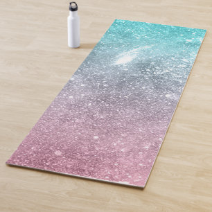 Aqua blue Pink ombre sea galaxy abstract Yoga Mat