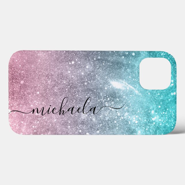 Aqua blue Pink sea galaxy abstract Monogram Case-Mate iPhone Case (Back (Horizontal))