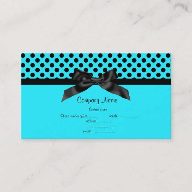 AQUA BLUE POLKA DOT CARTE DE VISITE 2 (Devant)