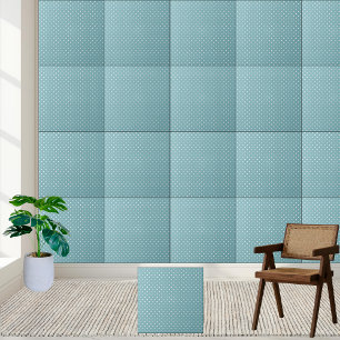 Aqua Blue Polka Dot - Retro White Dotted Tile