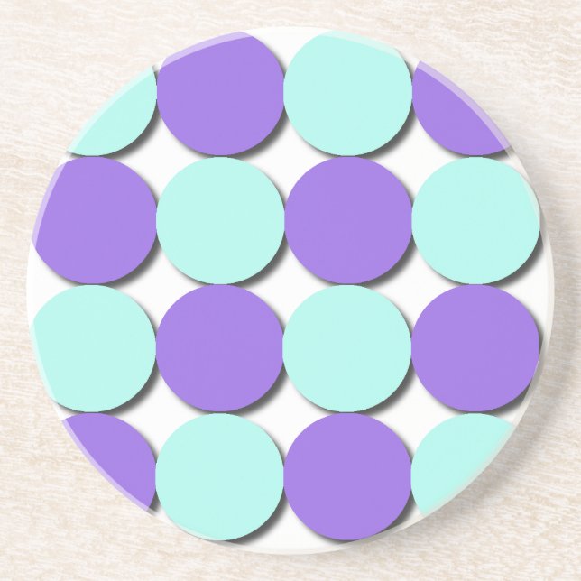 Aqua & Blue Polka Dots Coaster (Front)