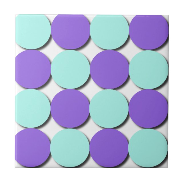 Aqua & Blue Polka Dots Tile (Front)