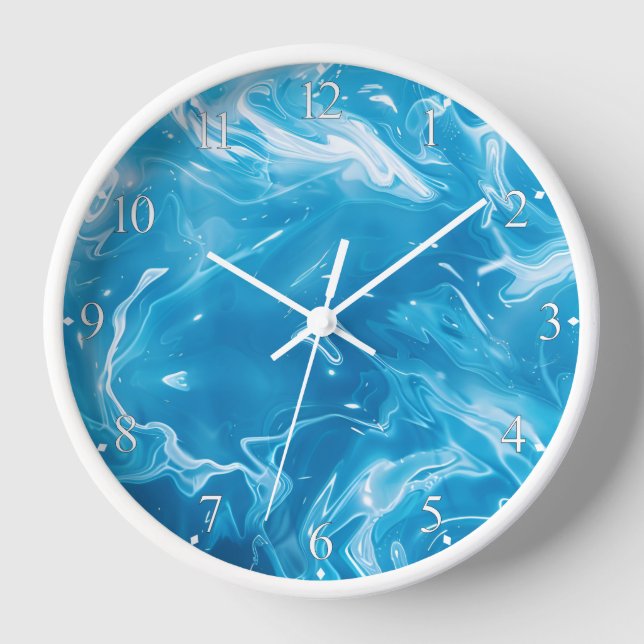 Aqua Blue Pool Water Pattern Clock (Front)