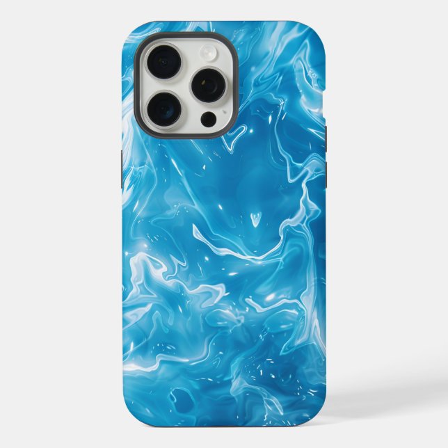 Aqua Blue Pool Water Pattern iPhone Case (Back)