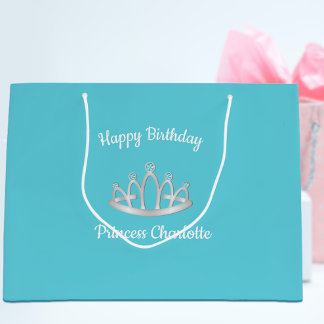 Aqua Blue Princess Tiara Anniversaire Grand sac ca