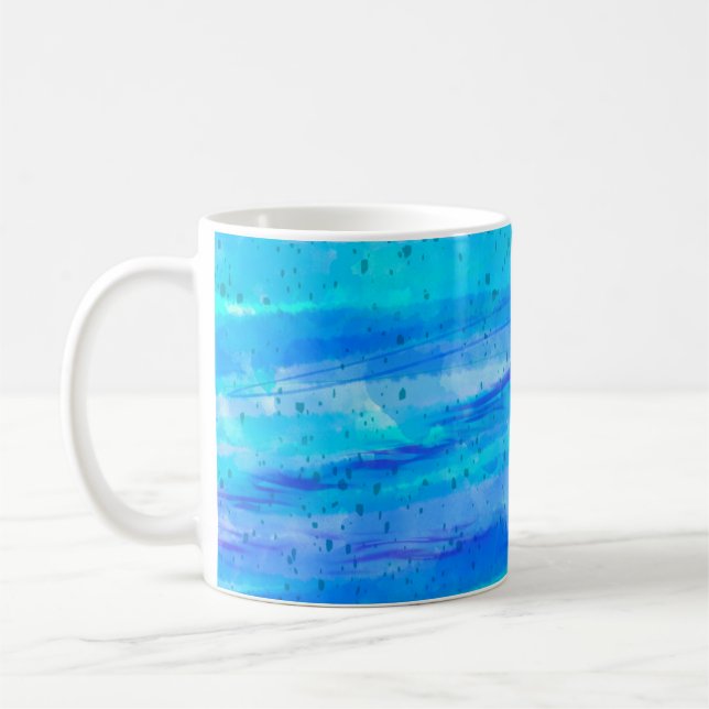 Aqua Blue, Purple and Teal Abstract Art Coffee Mug (Left)