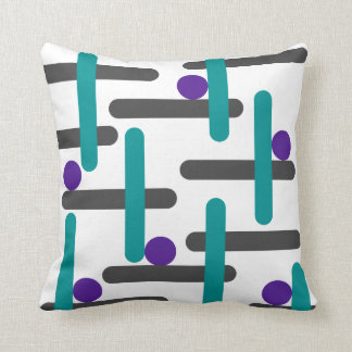 Aqua Blue, Purple & Grey Retro Abstract Throw Pillow