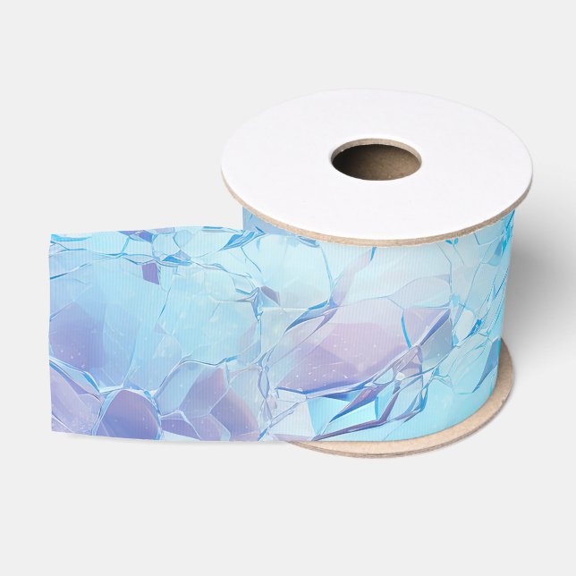 Aqua Blue Purple Ice Snow Christmas Grosgrain Ribbon (Spool)