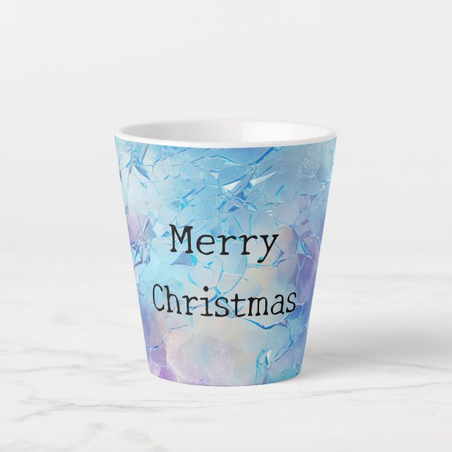 Aqua Blue Purple Ice Snow Christmas Latte Mug (Front)