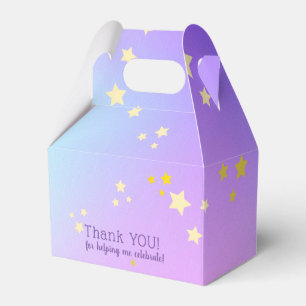 Aqua Blue,Purple Ombre ,Yellow Stars overlay Favor Box
