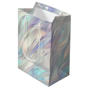 Aqua Blue Purple Pearl White Wedding Medium Gift Bag