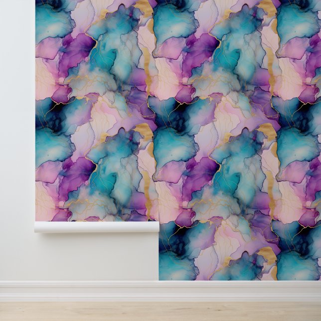 Aqua Blue Purple Pink Mermaid Wallpaper (Application)