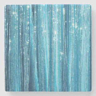 Aqua Blue Purple Sparkle Stripes Stone Coaster