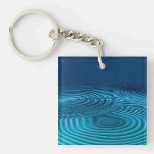 Aqua Blue Ripples Keychain