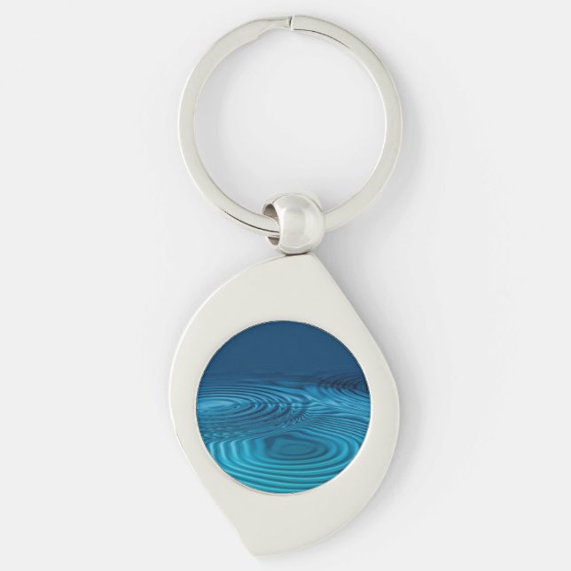 Aqua Blue Ripples  Keychain (Front)