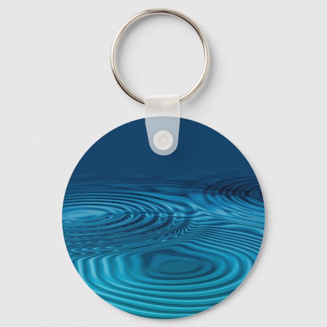 Aqua Blue Ripples  Keychain (Front)