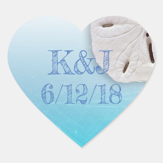 Aqua Blue Sand Dollar Stickers Mariage bord de mer (Devant)