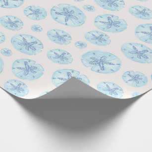 Aqua-blue sand dollar wrapping paper