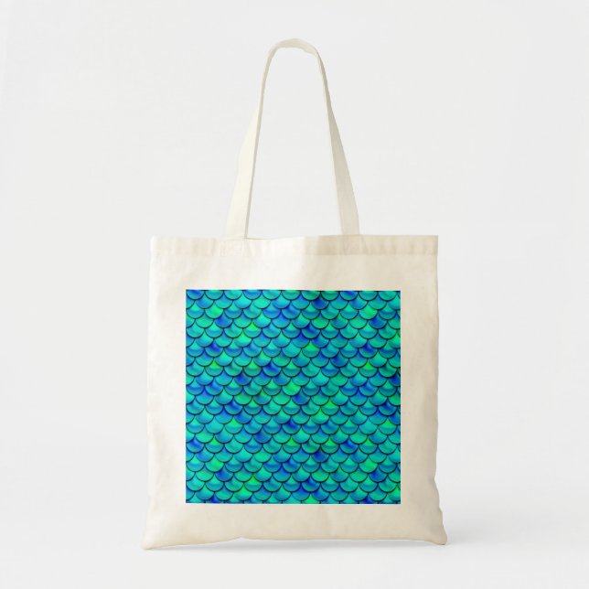 Aqua Blue Scales Tote Bag (Front)