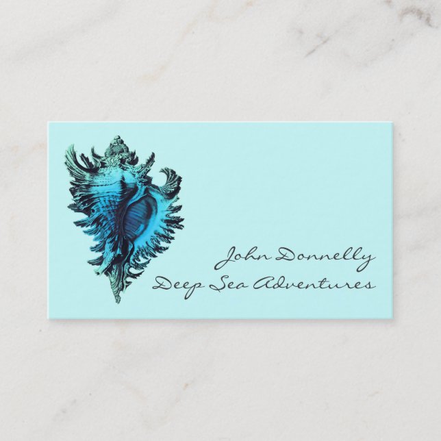 Aqua Blue Sea Shell Business Cards (Front)
