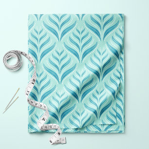 Aqua Blue Seaweed And Pearls Fabric