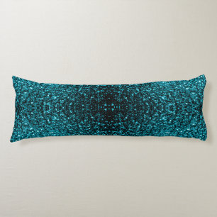 Aqua blue shiny faux glitter sparkles body pillow
