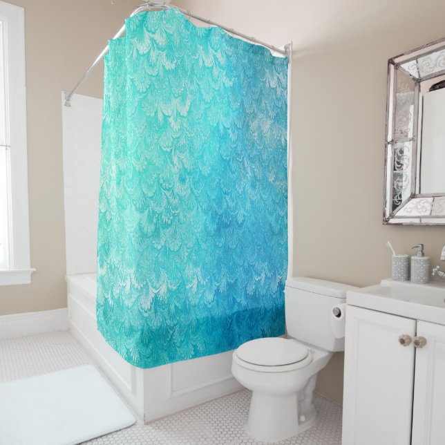 Aqua Blue Shiny Sea Shell Mermaid Fish Scales (In Situ)