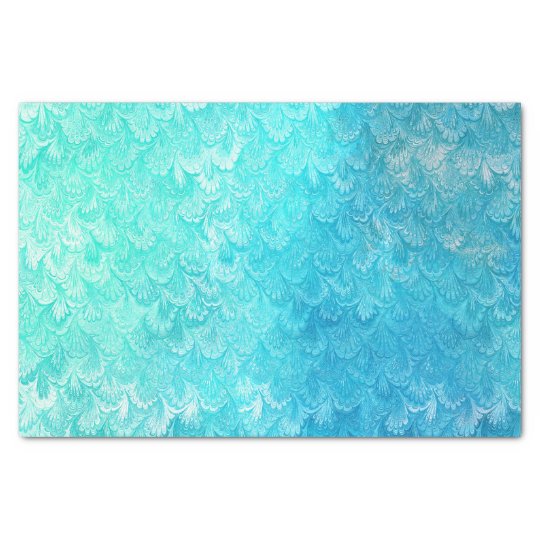 Aqua Blue Shiny Sea Shell Mermaid Fish Scales Tissue Paper