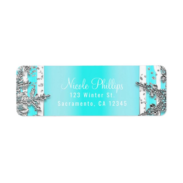Aqua Blue & Silver Winter Snowflakes Élégante fête (Devant)