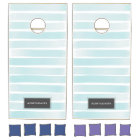 Aqua Blue Soft StripesFarmhouse Decor Personalized