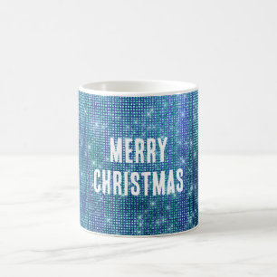 Aqua Blue Sparkle Christmas Coffee Mug