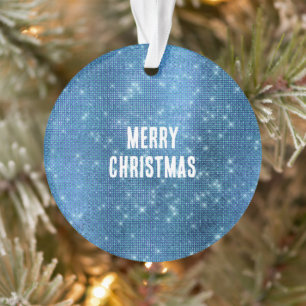 Aqua Blue Sparkle Christmas Ornament