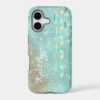 Aqua Blue Sparkle Ribbon Glam