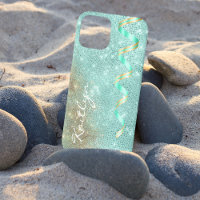 Aqua Blue Sparkle Ribbon Glam