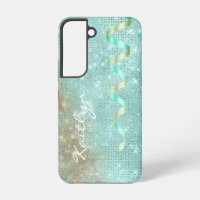 Aqua Blue Sparkle Ribbon Glam