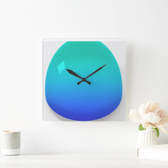 Aqua Blue  Square Wall Clock (Home)