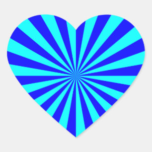 Aqua Blue Starburst Pattern Heart Sticker