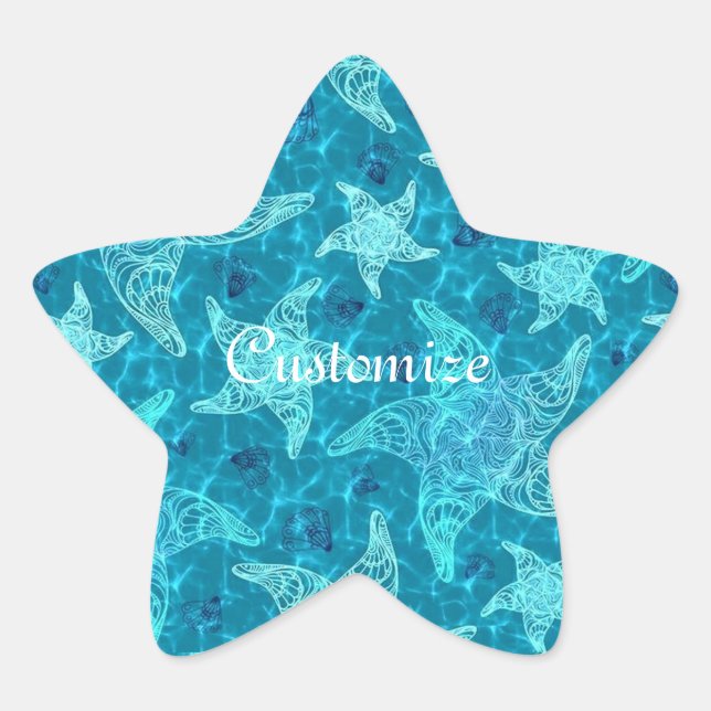 Aqua Blue Starfish Pattern Stickers (Front)