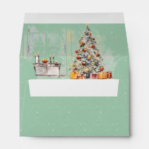 Aqua Blue Starry Night Sparkles Envelope