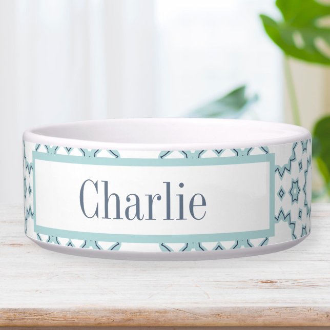 Aqua Blue Stars Dog Bowl (Creator Uploaded)