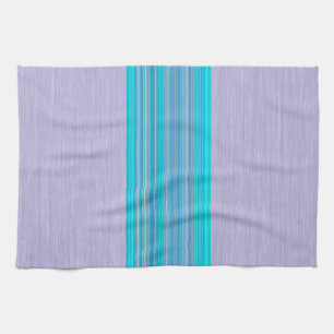 Aqua Blue Striped Pattern on Silver Grey Kitchen Towel