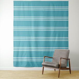 Aqua Blue Stripes Pattern tapestries