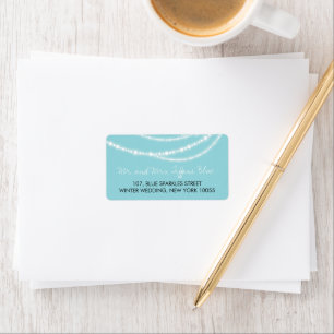 Aqua Blue Stylish Sparkling Lights Classy Wedding Label